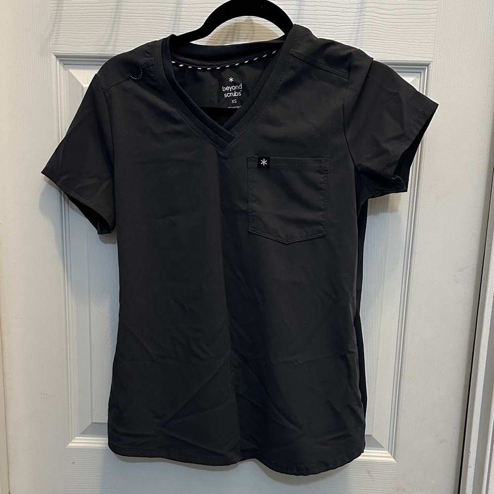 Beyond Scrubs Women's Dark Gray V-Neck Top
